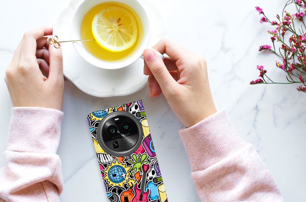 OPPO X6 Pro Hippe Standcase Punk Rock met kleurrijk design, ideaal als cadeau voor gebruiksgemak en bescherming.