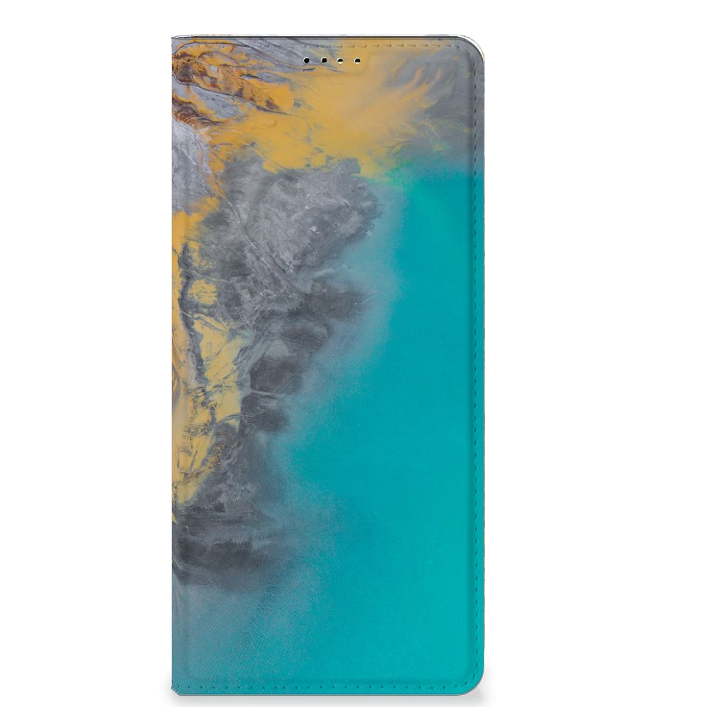 OPPO X6 Pro Standcase Marble Blue Gold voorkant