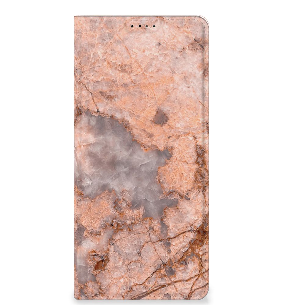 OPPO X6 Pro Standcase Marmer Oranje hoesje marmer oranje aanzicht