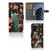 OnePlus 10 Pro Telefoonhoesje met Pasjes Pauw met Bloemen telefoonhoesje pauw bloemen design aanzicht