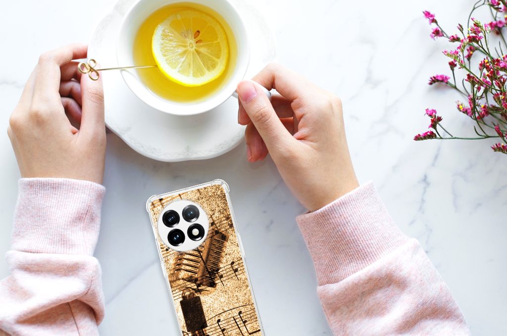 OnePlus 11 Anti-shock Hoesje met foto Bladmuziek hand drankje tafel