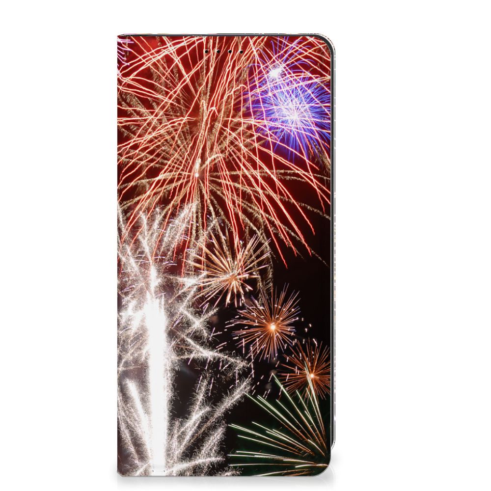 OnePlus 12 Hippe Standcase Vuurwerk hoesje vuurwerk design kleurrijk aanzicht