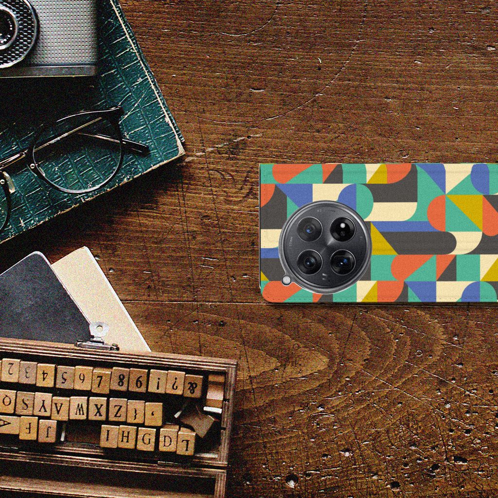OnePlus 12 Hoesje met Magneet Funky Retro design retro kleurrijk aanzicht
