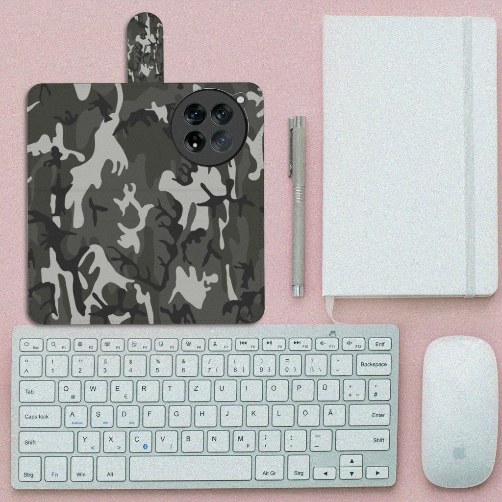 OnePlus 12 Telefoon Hoesje Army Light camouflage design bovenaanzicht