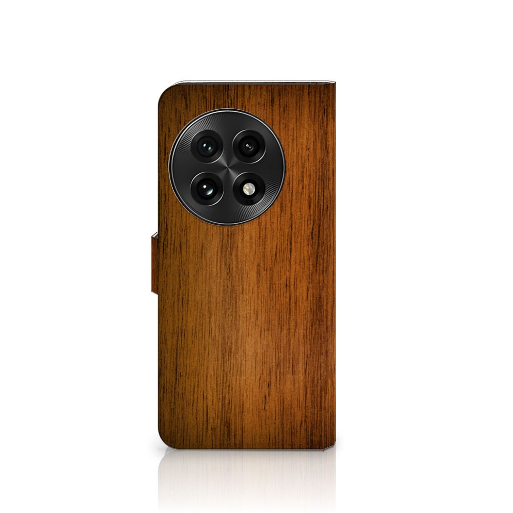 OnePlus 13 Book Style Case Donker Hout boek stijl donker hout voorkant
