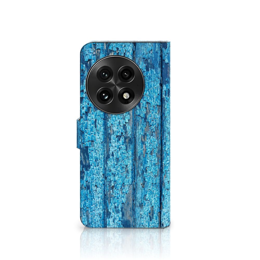 OnePlus 13 Book Style Case Wood Blue boekhoesje blauw hout aanzicht
