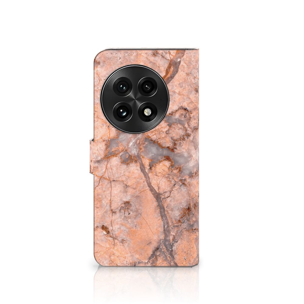 OnePlus 13 Bookcase Marmer Oranje Bookcase Oranje Marmer voorzijde