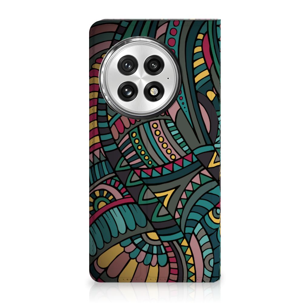 OnePlus 13 Hoesje met Magneet Aztec telefoonhoes retro design voorkant