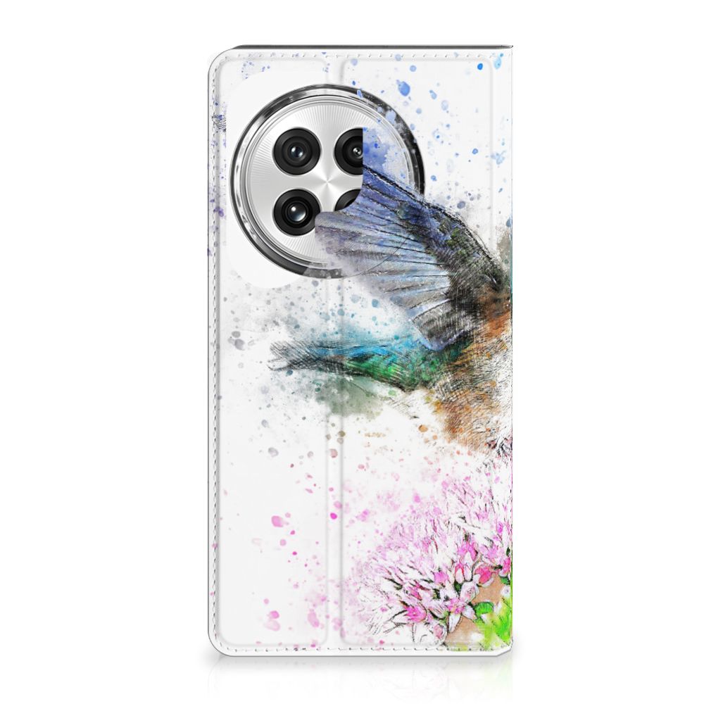 OnePlus 13 Hoesje met Magneet Geruit cover kleurrijk design vogel bloem
