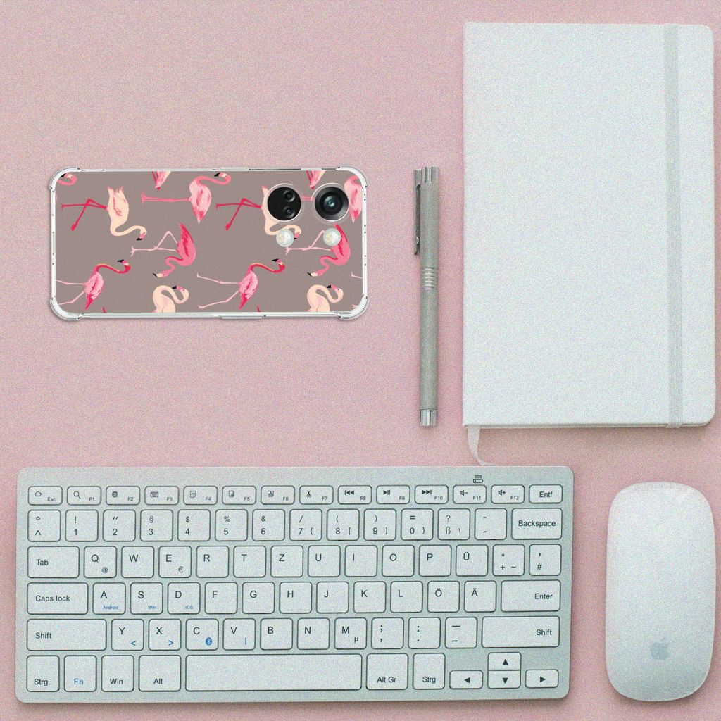 OnePlus Nord 3 Case Anti-shock Flamingo telefoonhoesje flamingo design bovenaanzicht
