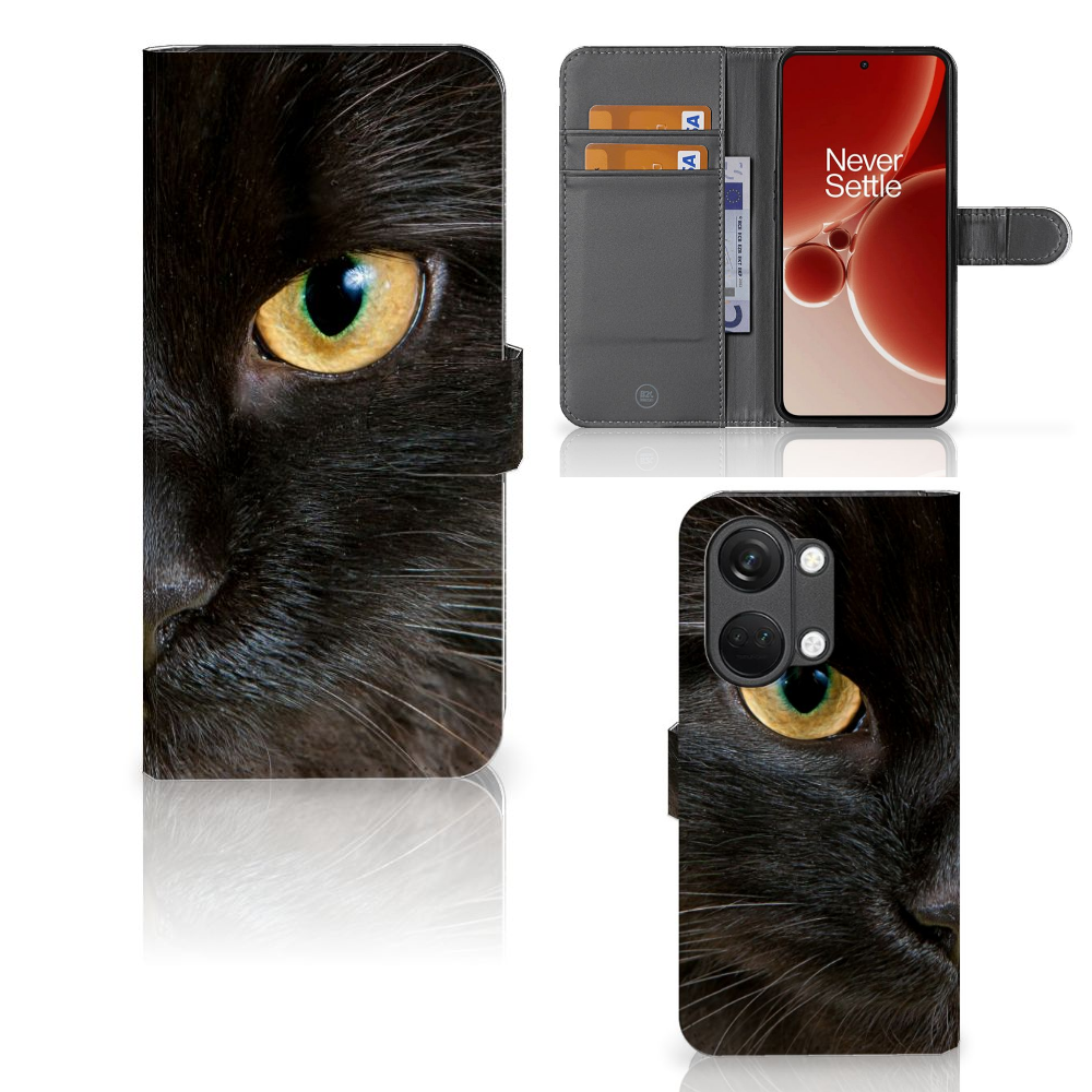 OnePlus Nord 3 Telefoonhoesje met Pasjes Zwarte Kat