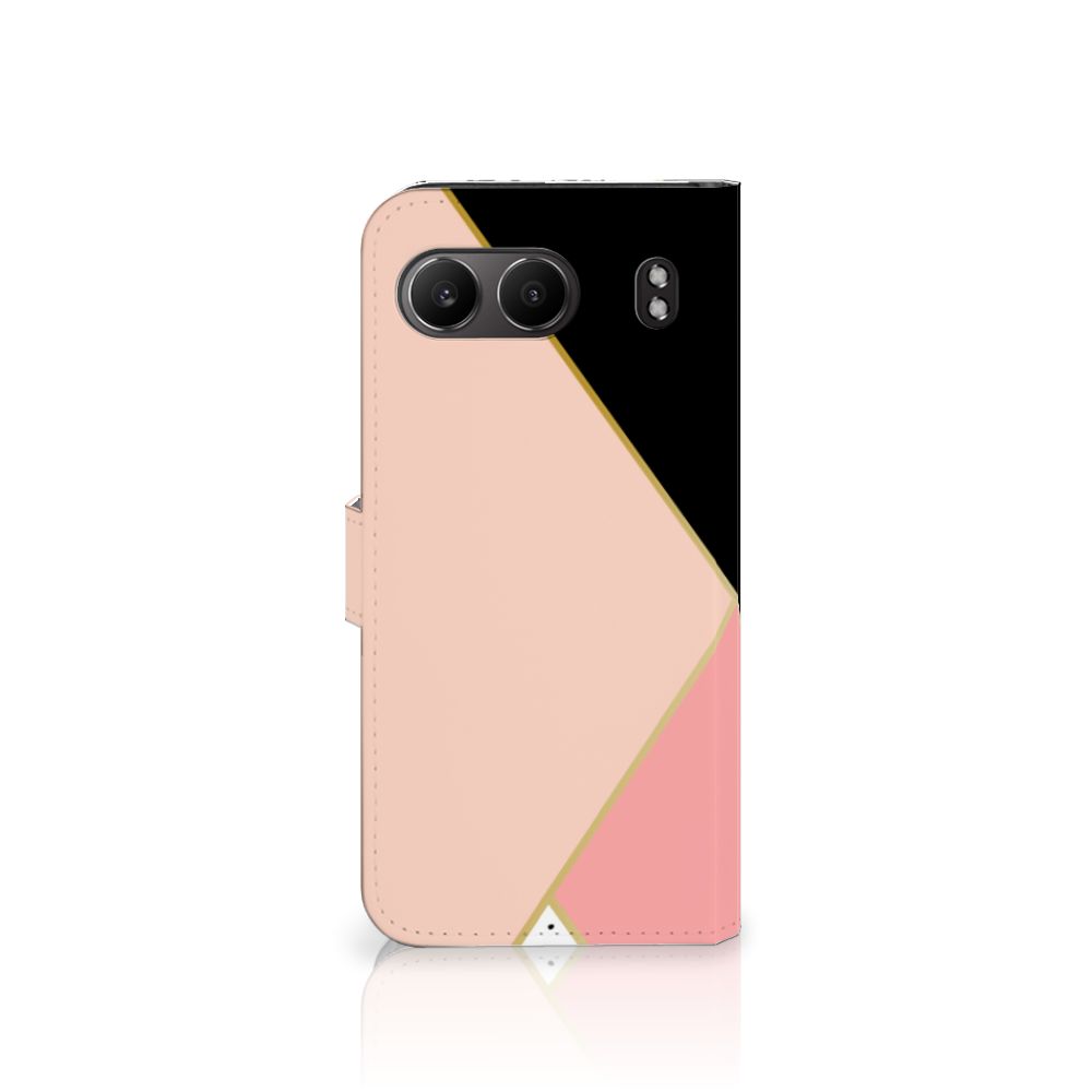 OnePlus Nord 4 Book Case Zwart Roze Vormen Bookcase geometrisch zwart roze