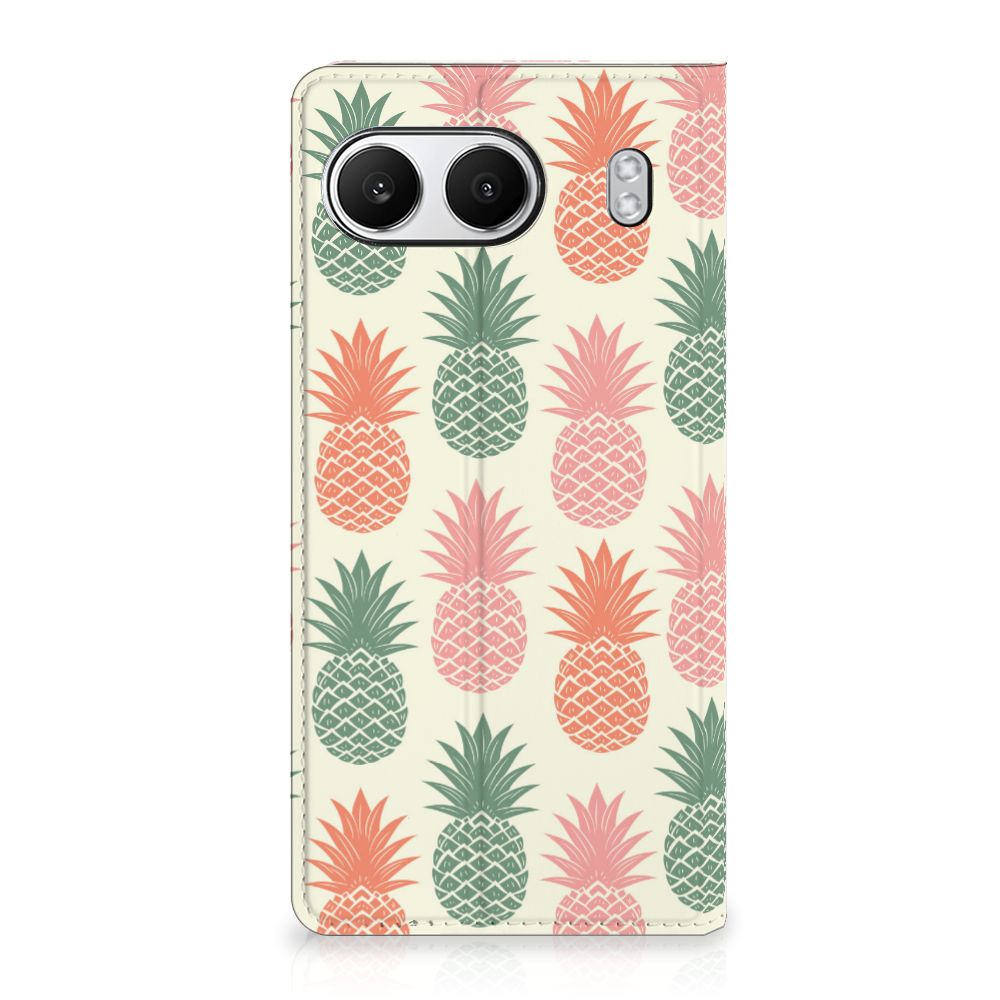 OnePlus Nord 4 Flip Style Cover Ananas telefoonhoesje ananas design vooraanzicht