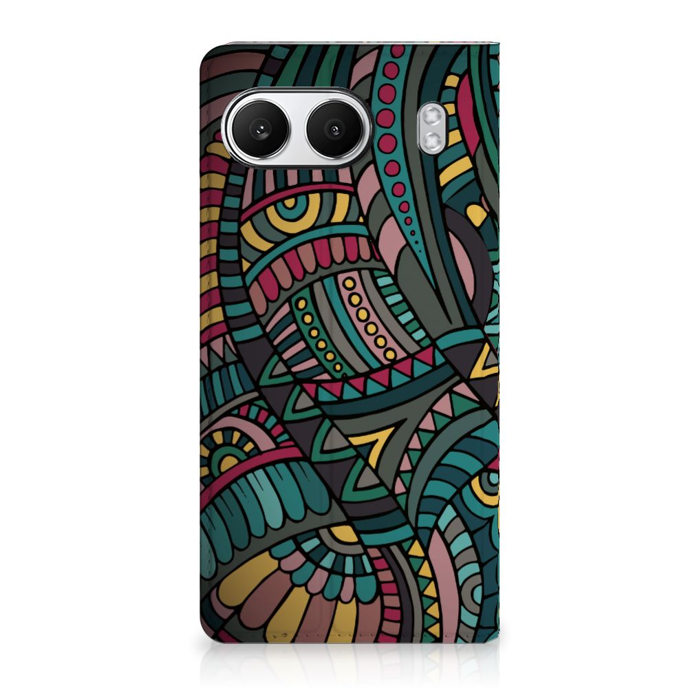 OnePlus Nord 4 Hoesje met Magneet Aztec artistiek design retro aanzicht