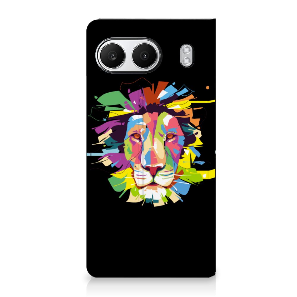 OnePlus Nord 4 Magnet Case Lion Color voorkant kleurrijk lion design