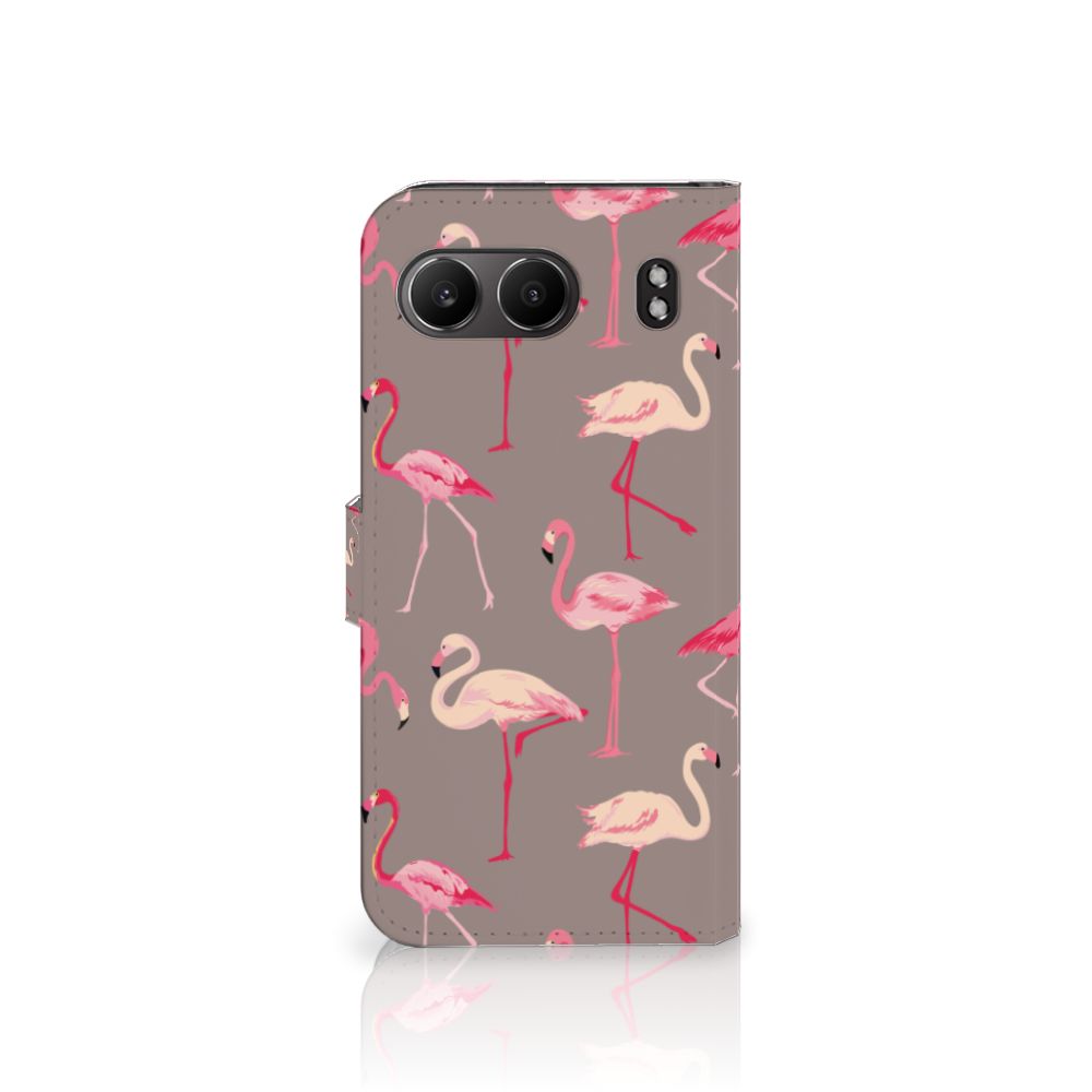 OnePlus Nord 4 Telefoonhoesje met Pasjes Flamingo design flamingo aanzicht