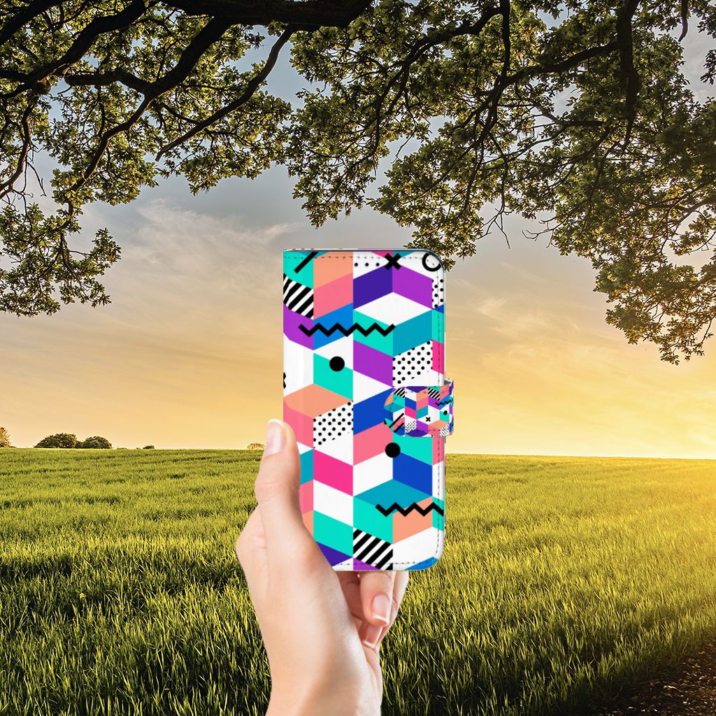 OnePlus Nord CE 2 Book Case Blokken Kleurrijk telefoonhoes abstract ontwerp kleurrijk aanzicht
