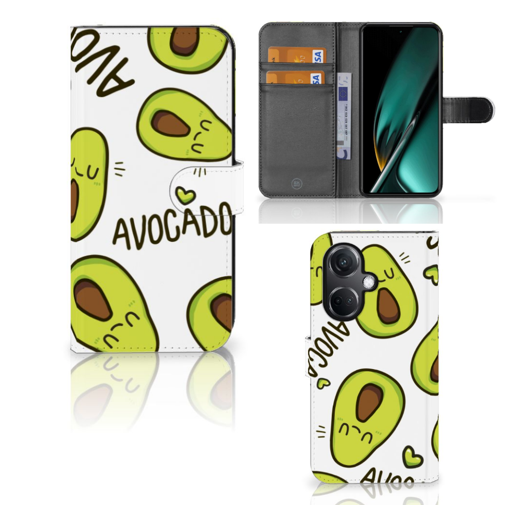 OnePlus Nord CE 3 Leuk Hoesje Avocado Singing telefoonhoesje avocado design vooraanzicht