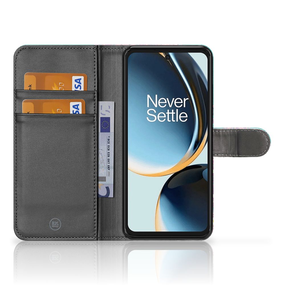 OnePlus Nord CE 3 Lite Hoesje Cirkels en Vlinders bookstyle case openzicht met pasjes
