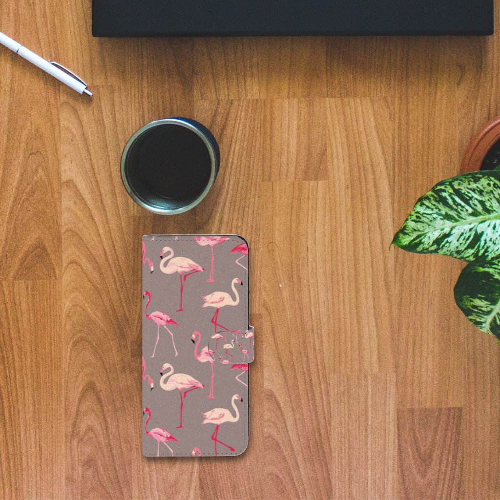 OnePlus Nord CE 3 Lite Telefoonhoesje met Pasjes Flamingo ontwerp flamingo bovenaanzicht
