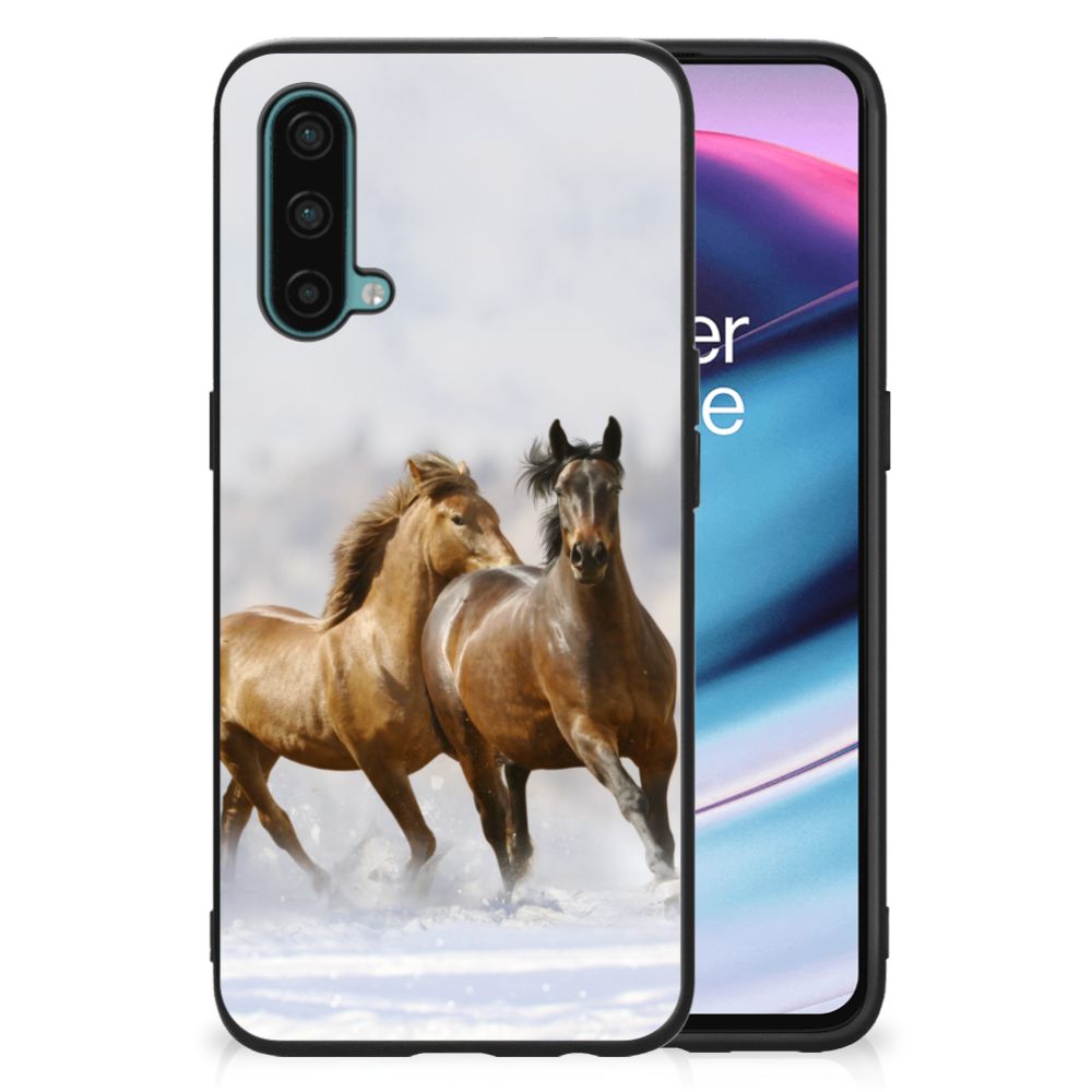 OnePlus Nord CE 5G Dierenprint Telefoonhoesje Paarden dierenprint voorkant