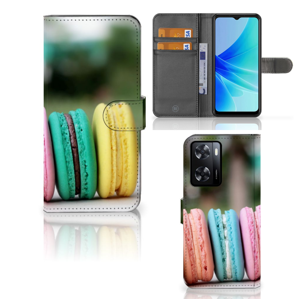 PPO A57 | A57s | A77 4G Book Cover Macarons design macarons frontzijde zijkant