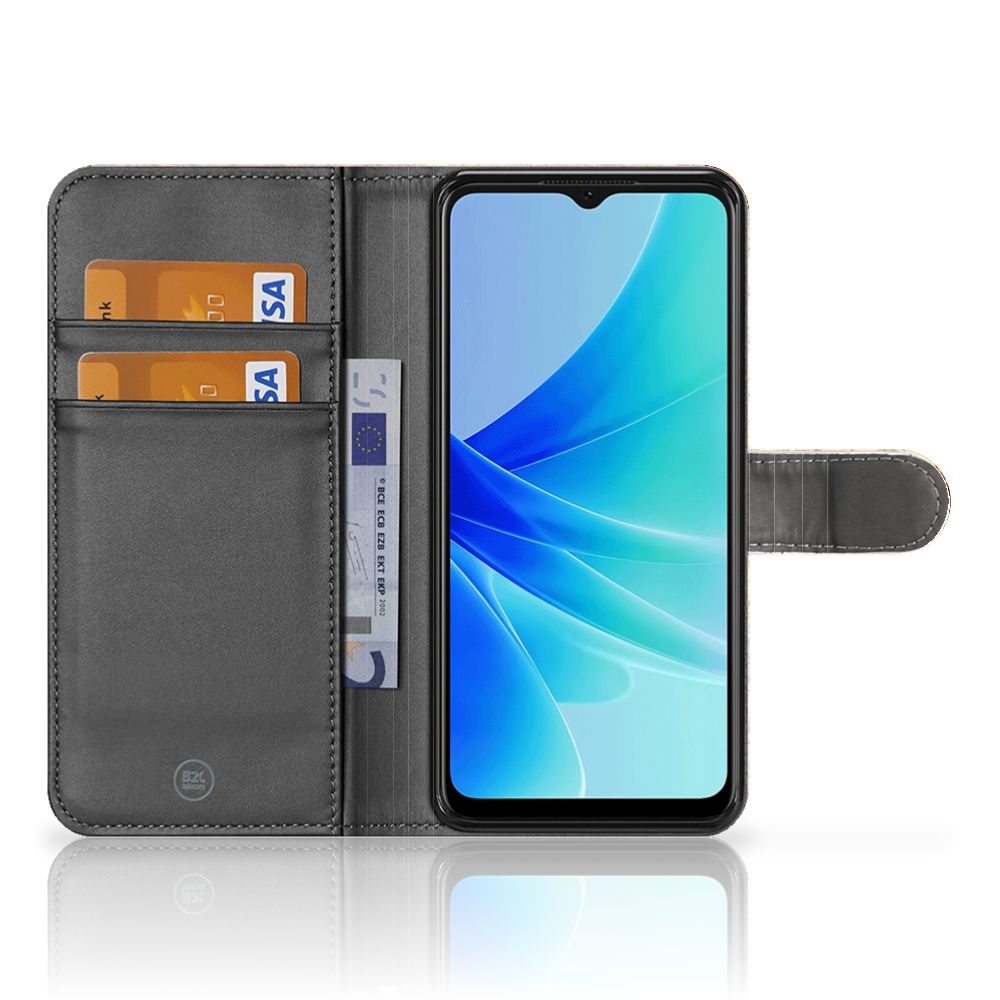 PPO A57 A57s A77 4G Flip Cover Kompas hoesje zwart binnenkant open kaarten