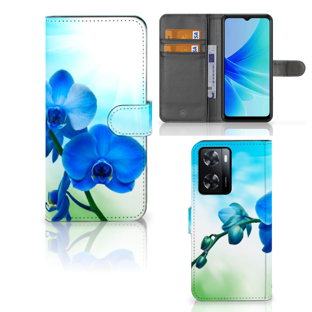 PPO A57 | A57s | A77 4G Hoesje Orchidee Blauw - Cadeau voor je Moeder