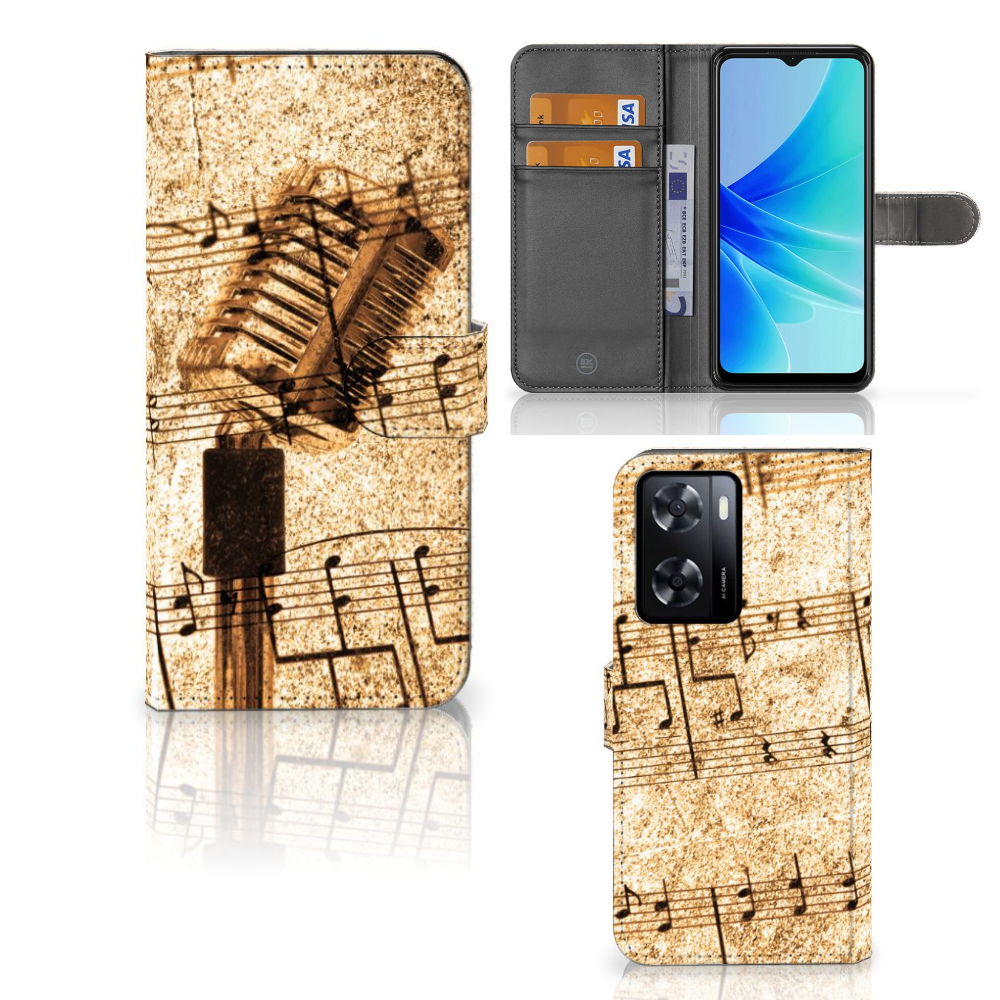 PPO A57 A57s A77 4G Telefoonhoesje met foto Bladmuziek design bladmuziek aanzicht