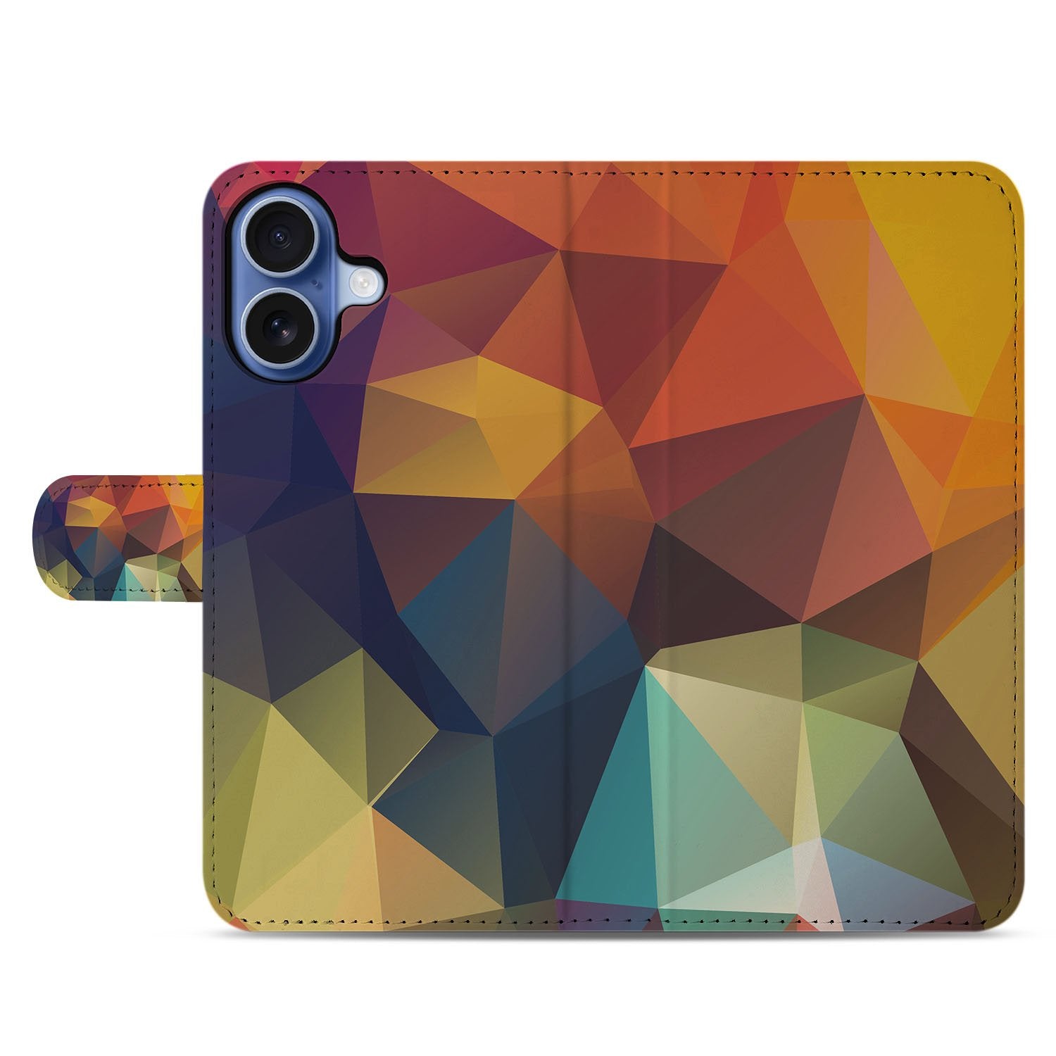 Polygon Color Hoesje Voor iPhone 17 Portemonnee Hoesje geometrisch ontwerp voorkant