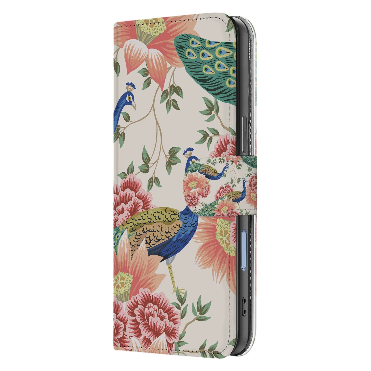 Apple iPhone 17 Portemonnee Hoesje Pink Peacock zijaanzicht