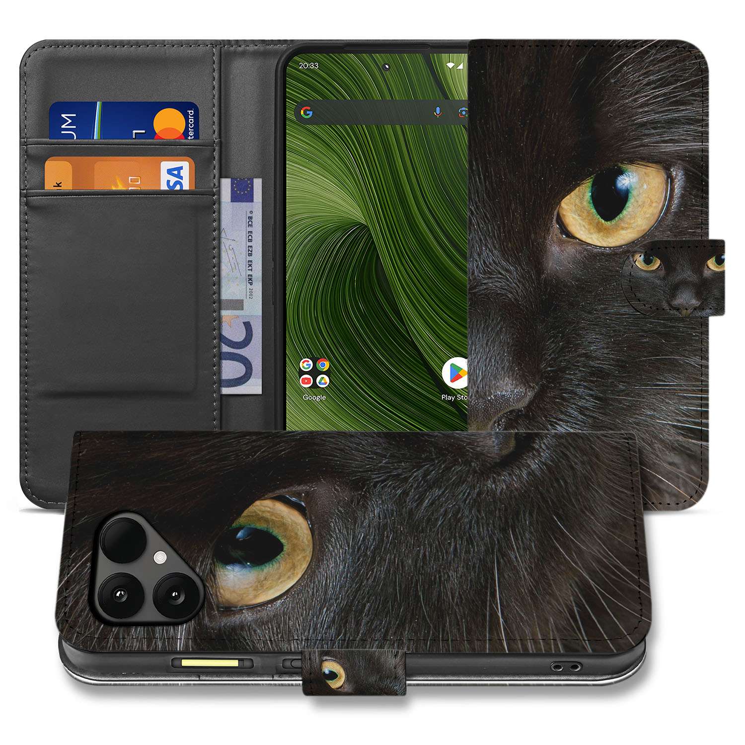 Portemonnee Hoesje Fairphone 6 Zwarte Kat kattenontwerp binnenkant