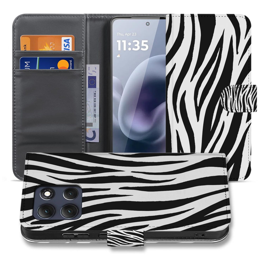 Motorola Moto G86 Portemonnee Hoesje Zebra Vooraanzicht.