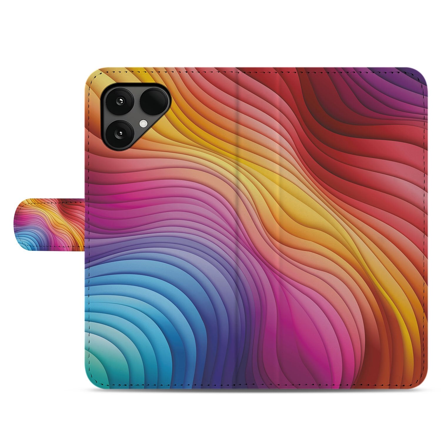 Regenboog Fairphone 6 Book Case kleurrijke regenbooguitvoering voorkant