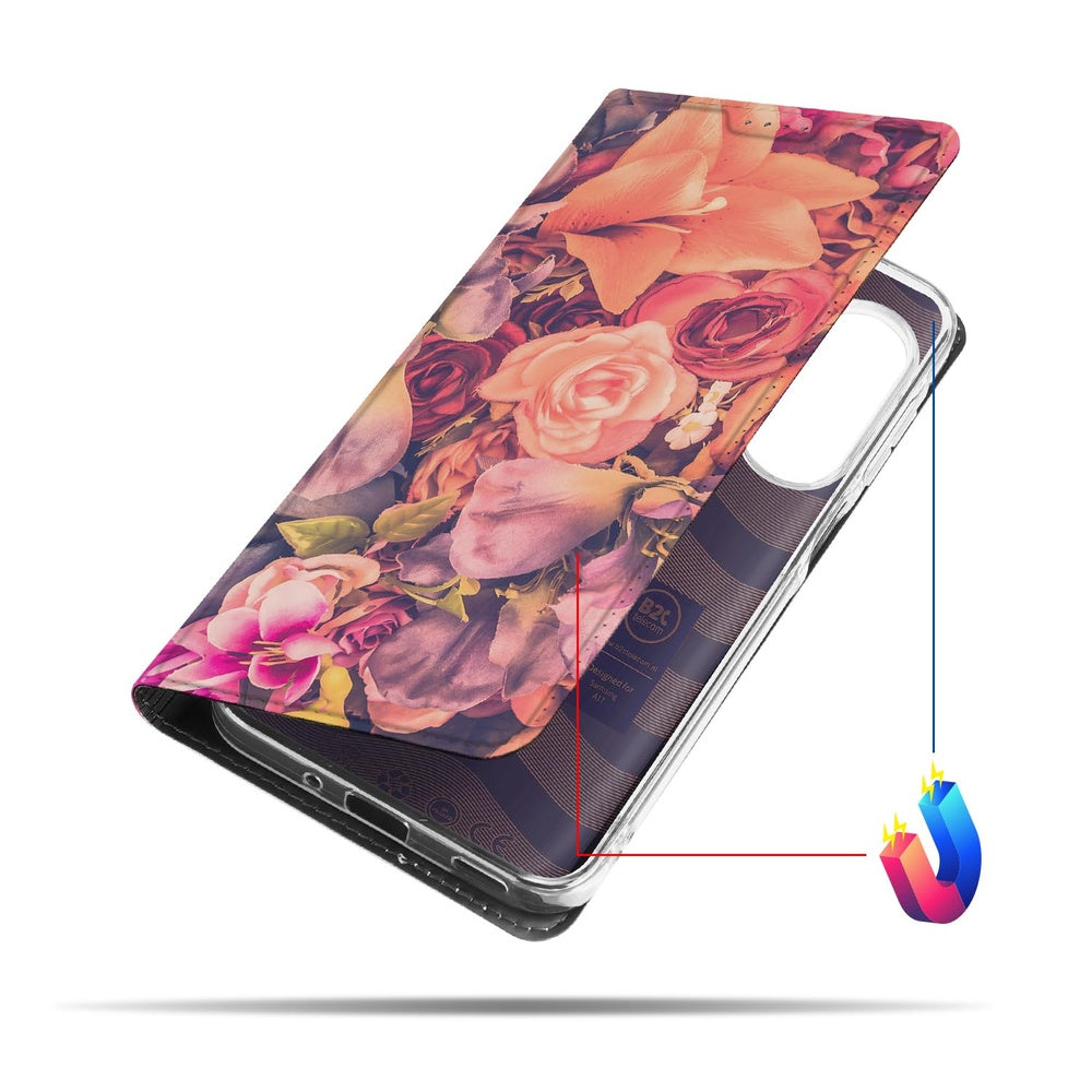 Samsung Galaxy A17 Wallet Case Bosje Bloemen bloemen kleurrijk vooraanzicht