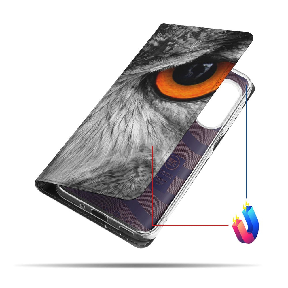 Samsung Galaxy A17 Telefoonhoesje met pashouder Nachtzicht Uil zijkant