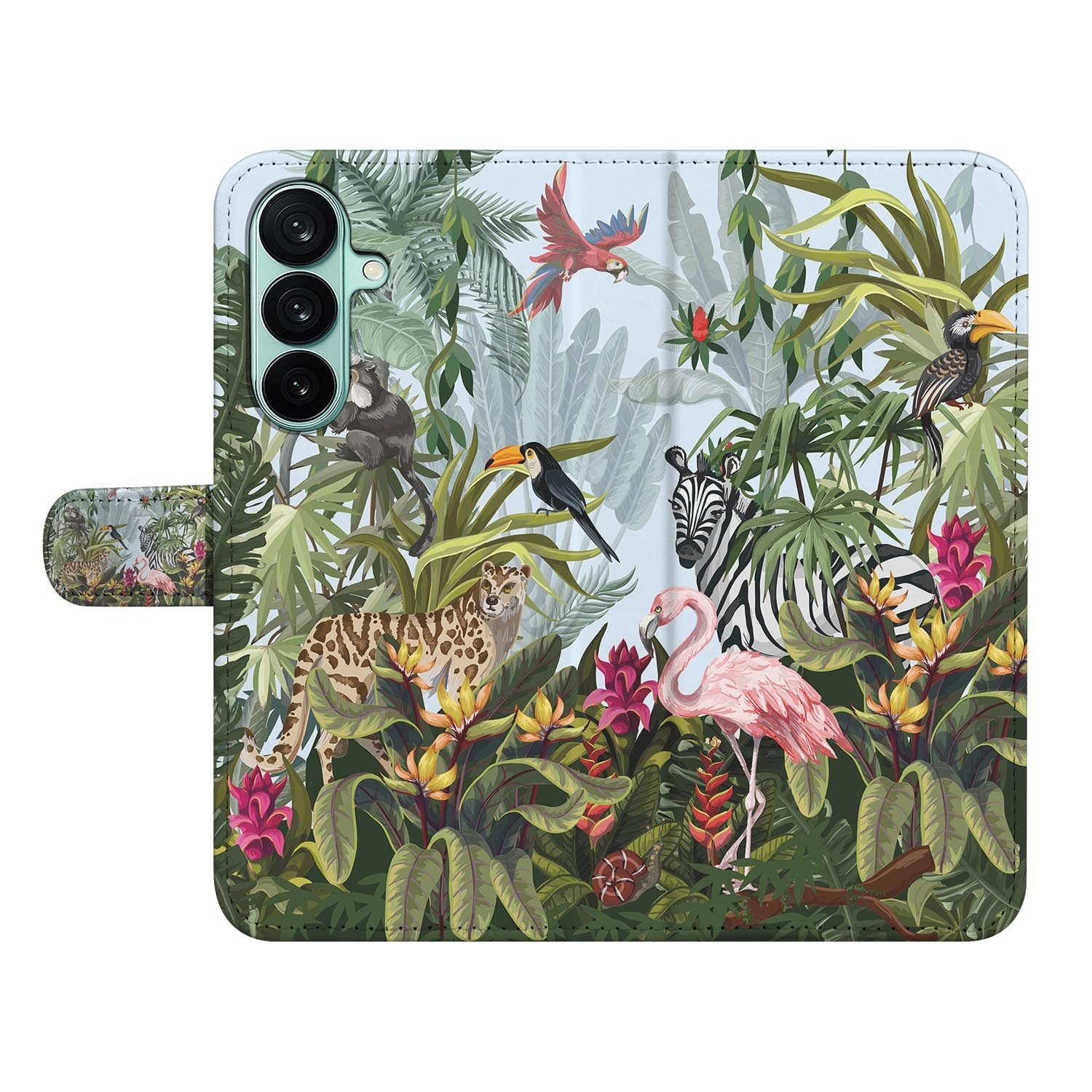 Samsung Galaxy A27 bookcase Jungle, open met pasjesvakken