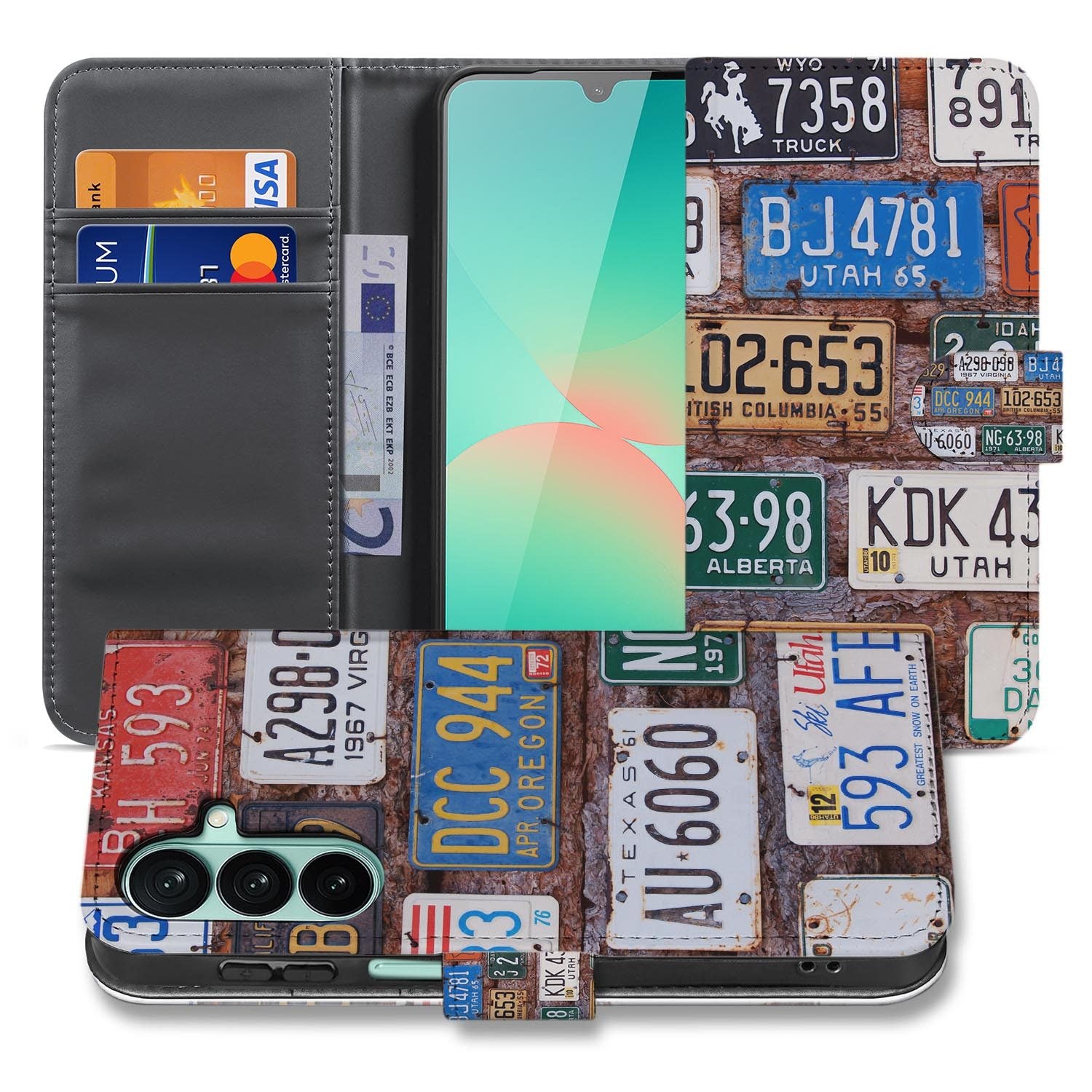 Samsung Galaxy A27 bookcase Kentekenplaten, voorkant met gesloten klep