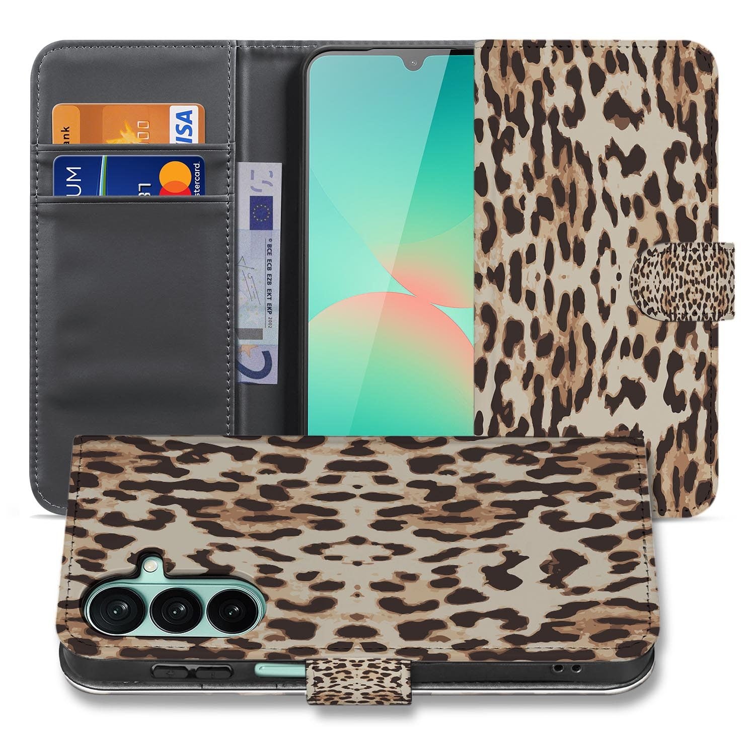 Samsung Galaxy A27 bookcase Leopard, voorkant met gesloten klep