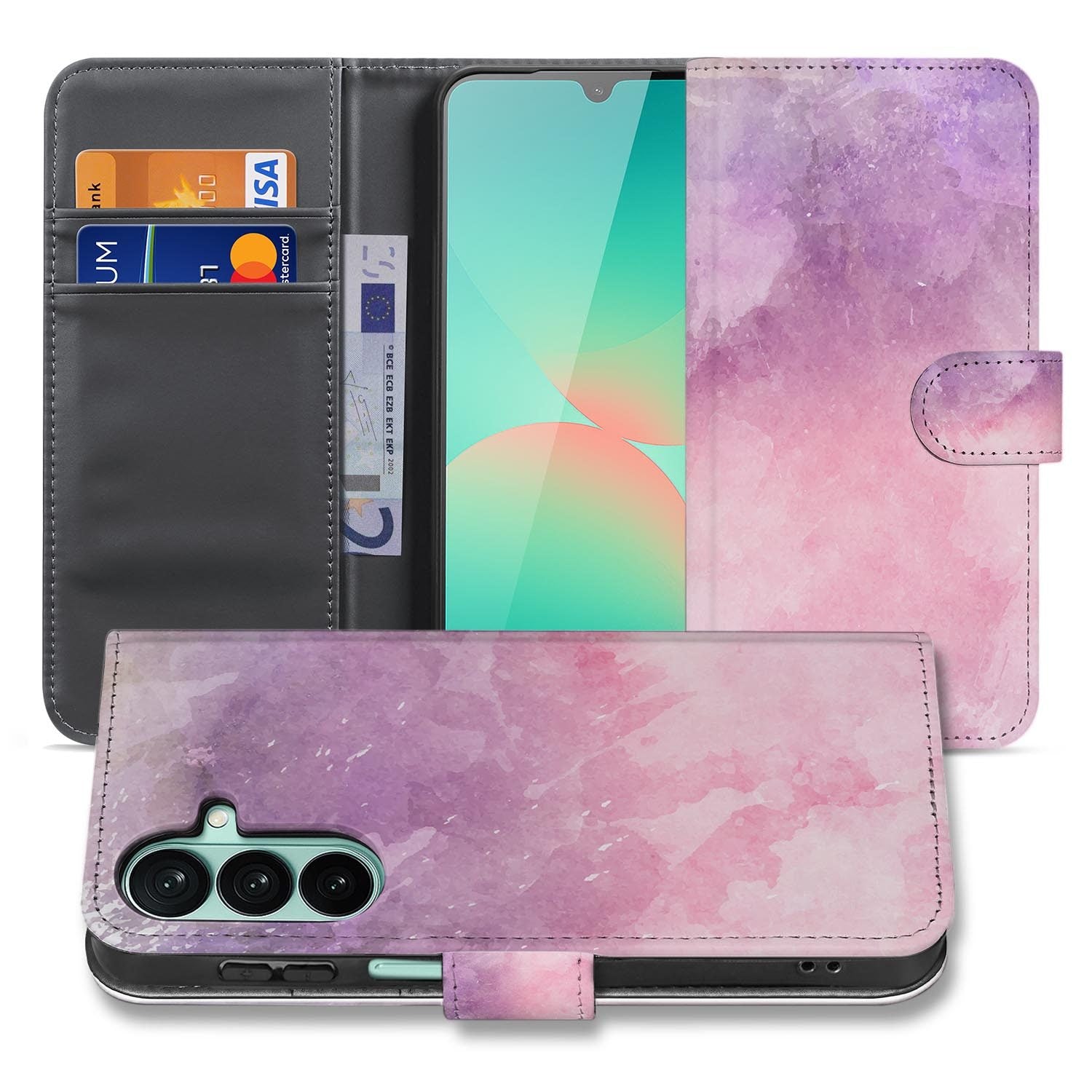 Samsung Galaxy A27 bookcase Pink Purple Paint, voorkant met gesloten klep
