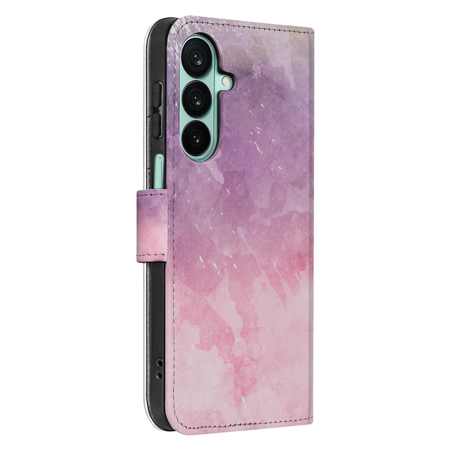 Samsung Galaxy A27 bookcase Pink Purple Paint, detail van het stiksel