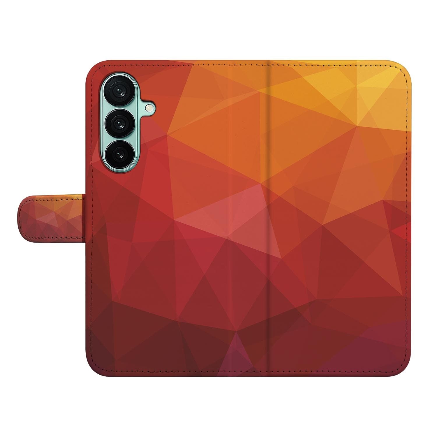 Samsung Galaxy A27 bookcase Polygon Red, open met pasjesvakken