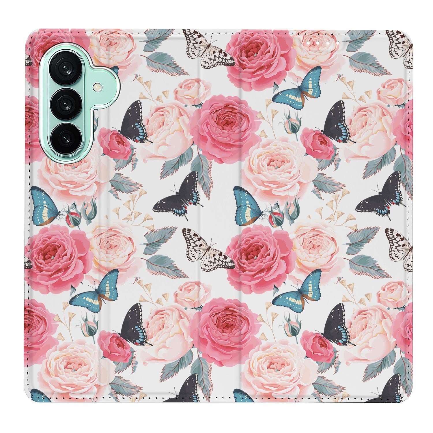 Samsung Galaxy A27 boekhoesje Butterfly Roses met pasjesvak