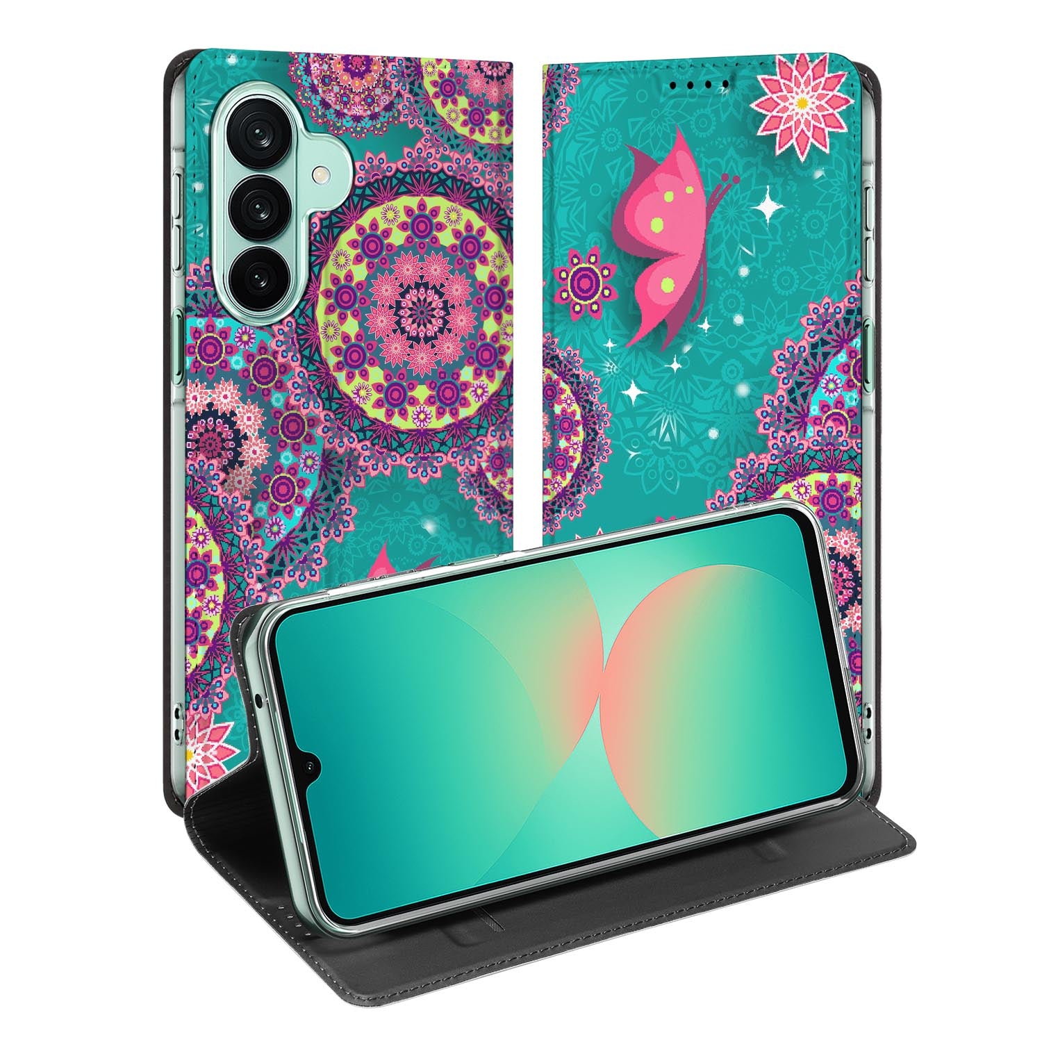 Samsung Galaxy A27 standcase met Cirkels en Vlinders-print