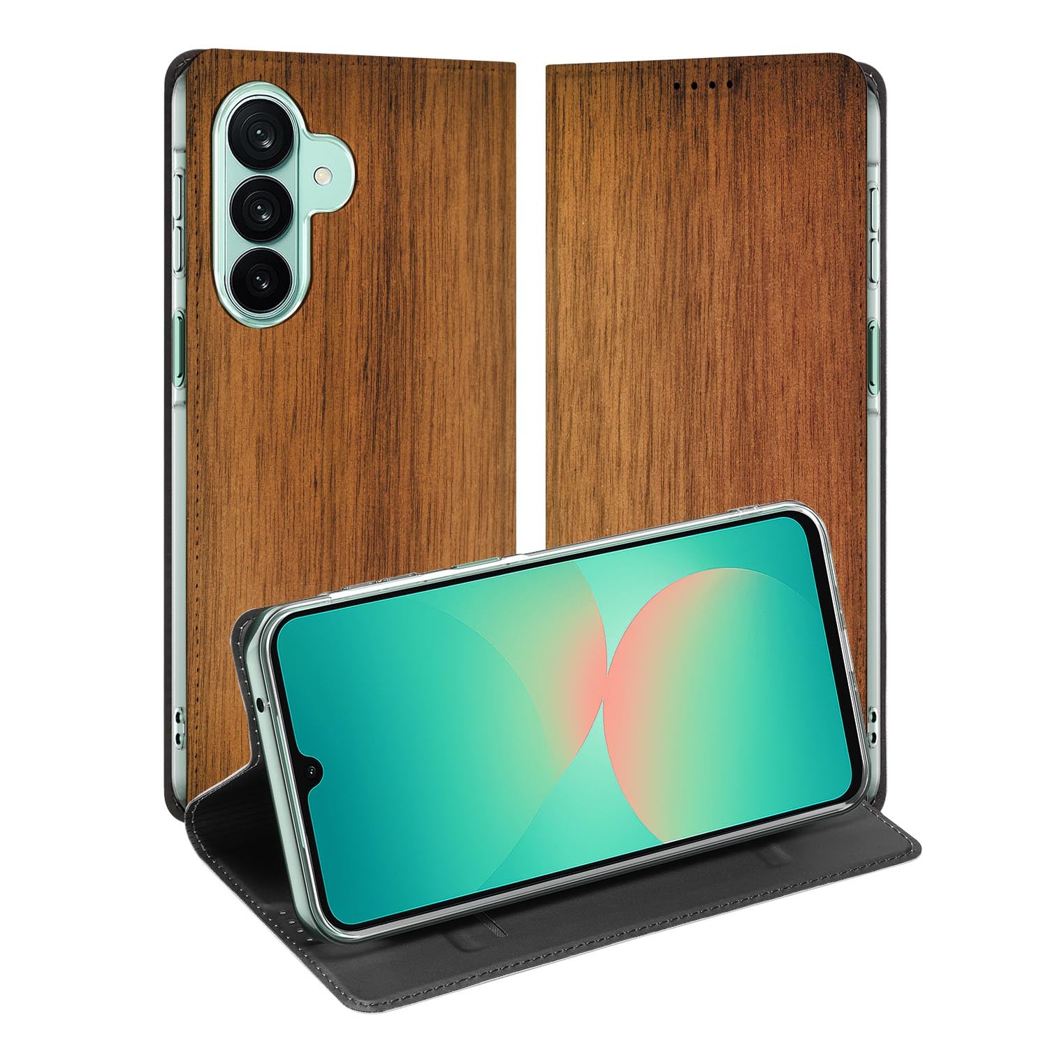 Samsung Galaxy A27 standcase met Donker Hout-print