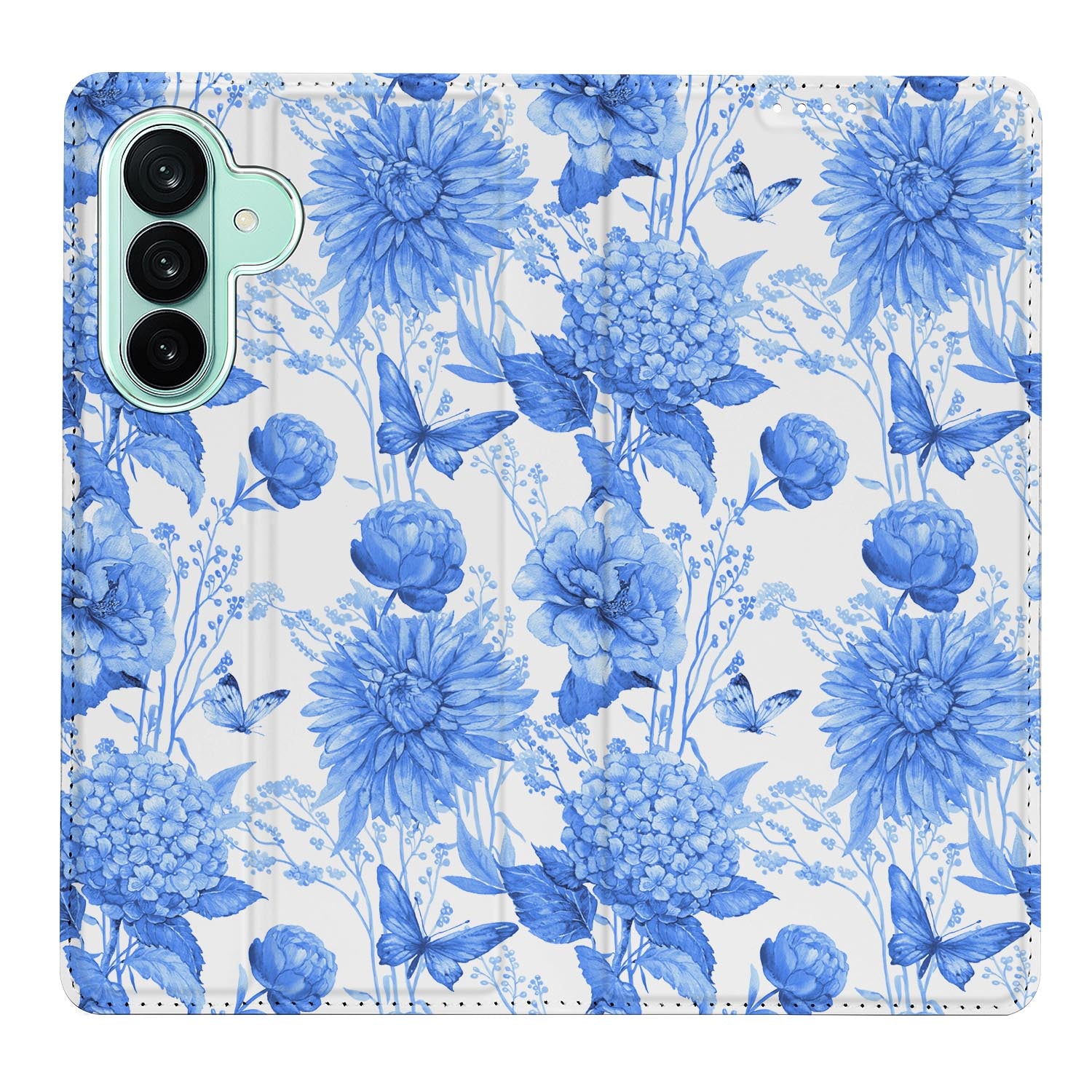Samsung Galaxy A27 boekhoesje Flowers Blue met pasjesvak