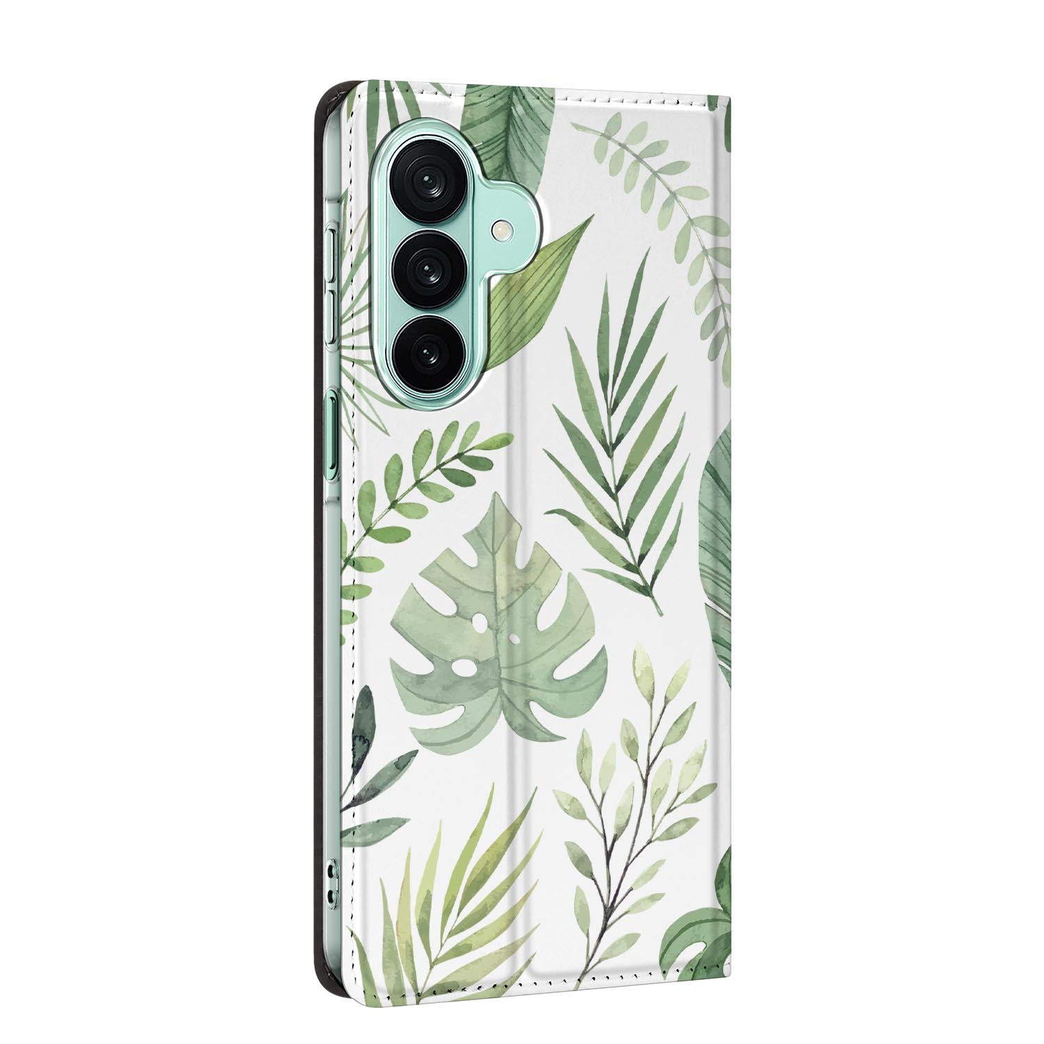 Samsung Galaxy A27 standcase Leaves, bescherming voor- en achterkant