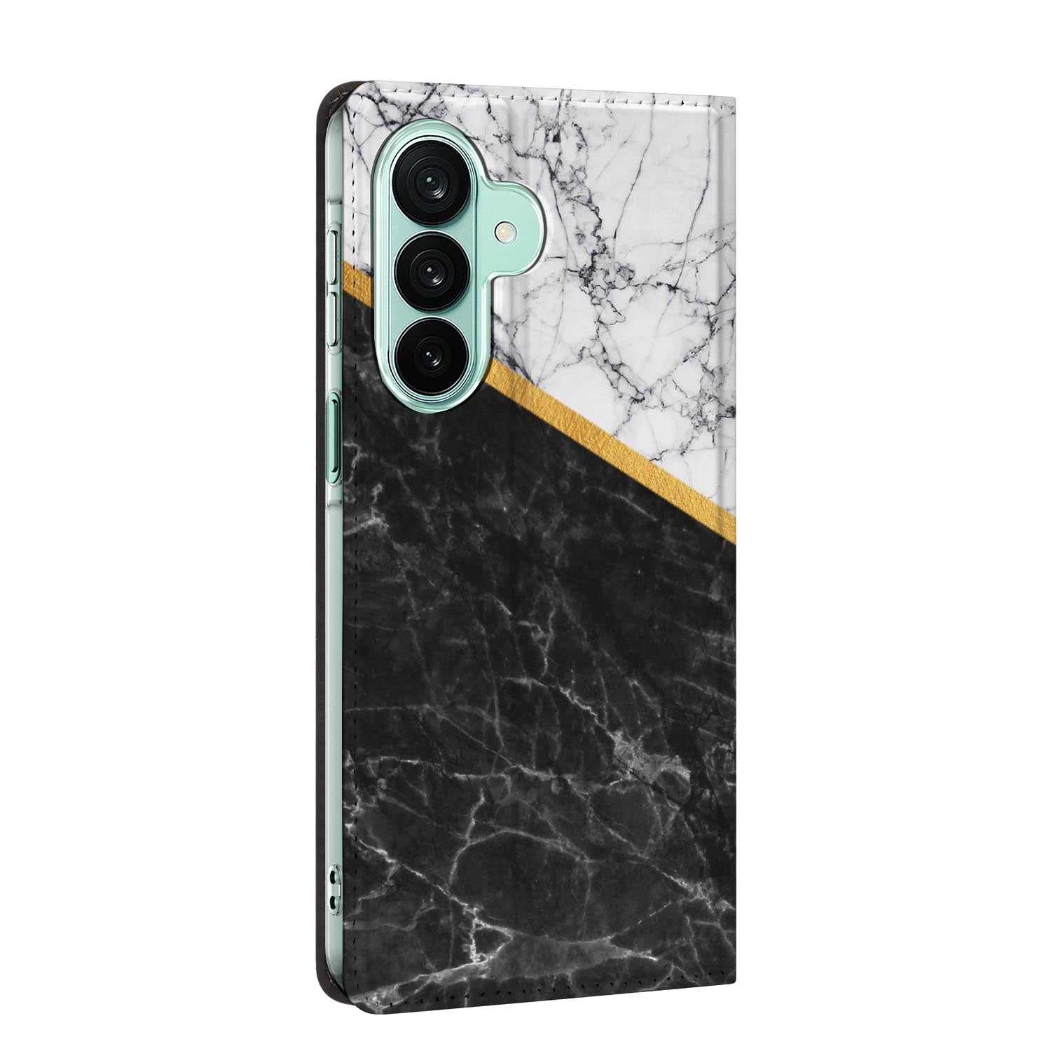 Samsung Galaxy A27 standcase Marble White Black, bescherming voor- en achterkant