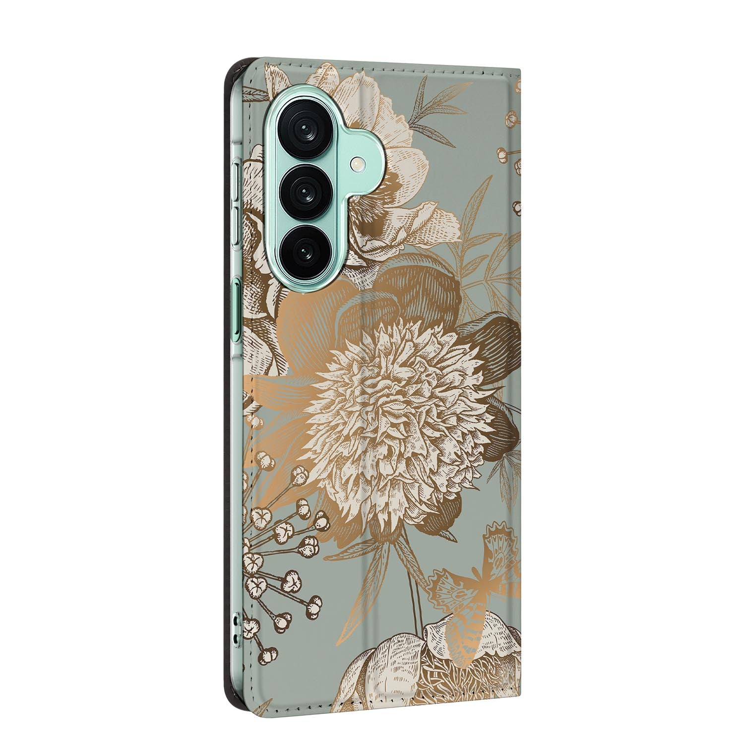 Samsung Galaxy A27 standcase Vintage Bird Flowers, bescherming voor- en achterkant