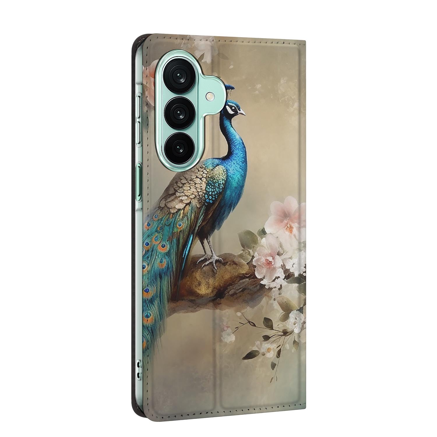 Samsung Galaxy A27 standcase Vintage Pauwen, bescherming voor- en achterkant
